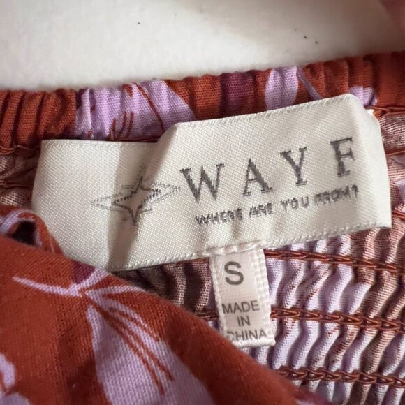 WAYF  Two Piece Strapless Floral Maxi Dress Rust Red Pink Tiered Smocked Back S - Picture 9 of 16